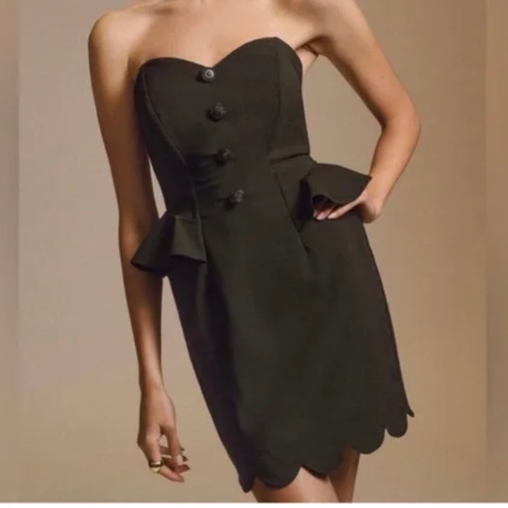 Anthropologie Eva Franco Strapless Peplum Cocktail Dress Black 0 Party Cocktail